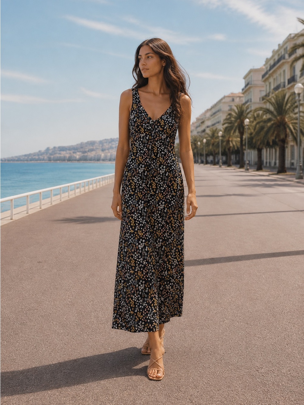 Ultra Flirt Black Floral Maxi Dress
